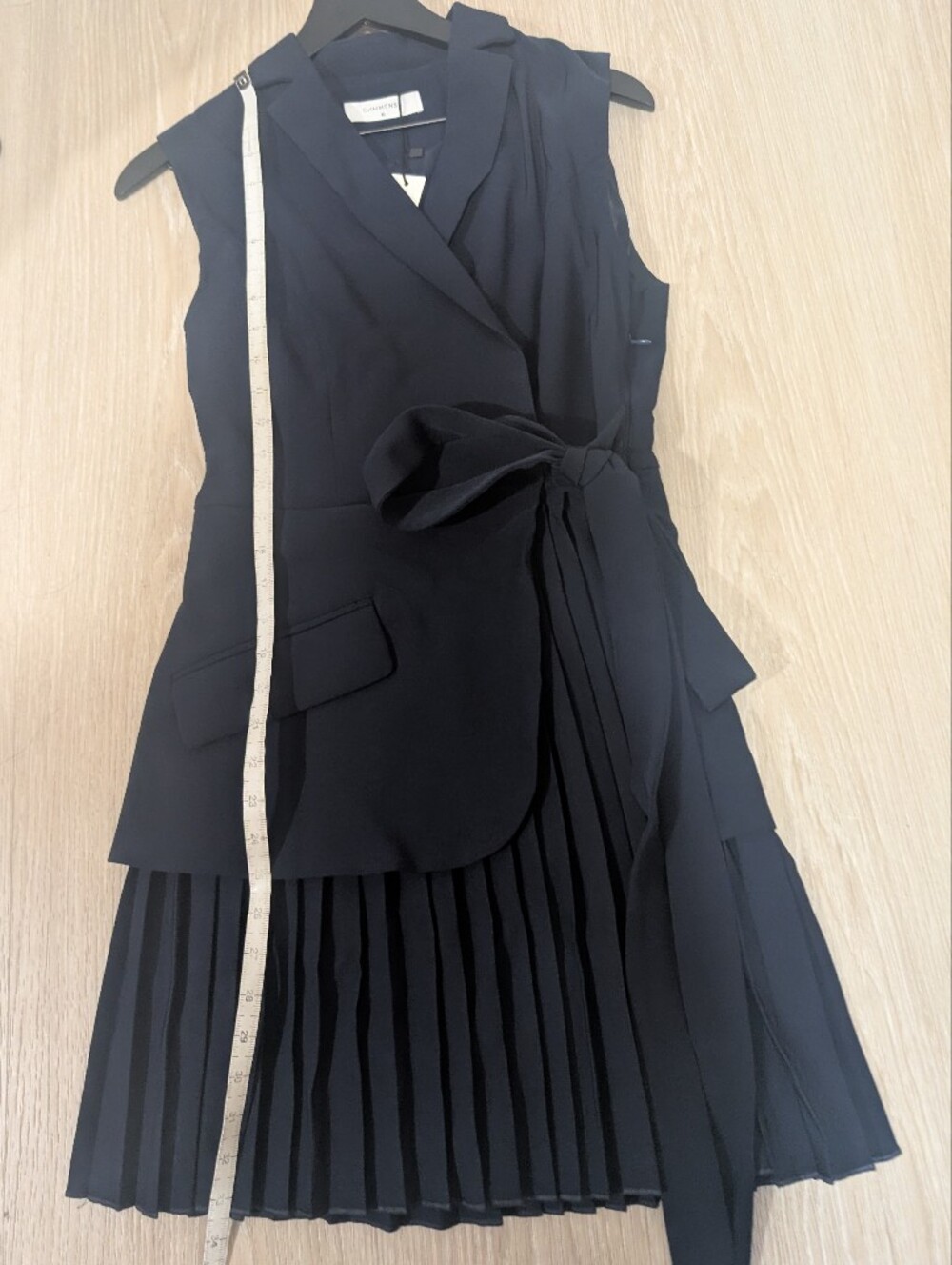Commense NWT Navy Belted Pleated Sleeveless Blazer Dress - Picture 11 of 13
